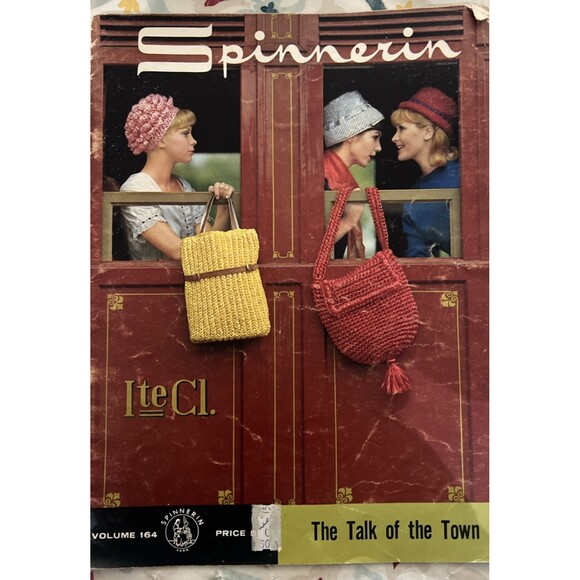 1962 Spinnerin Volume 164 Knit Magazine Purse Skirt Top Hat Carry-On 5+ Patterns - Picture 1 of 4